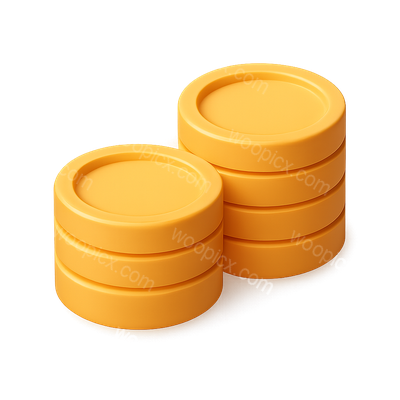 Realistic 3D Coin Stacks with Isometric View