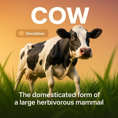 Realistic 3D Cow Illustration with Gradient Background