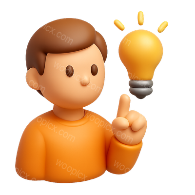 3D Icon of a Person with a Lightbulb Idea