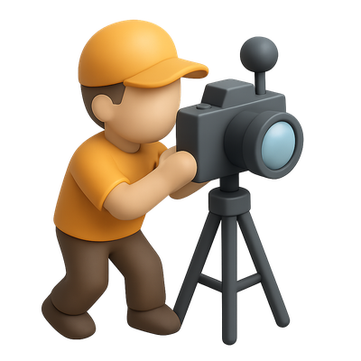 Stylized 3D Photographer Icon in Isometric View