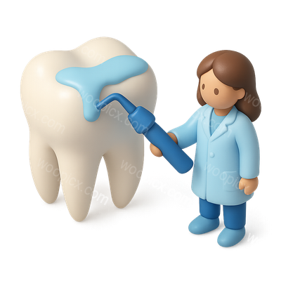 3D Dental Sealant Icon with Dentist and Tooth