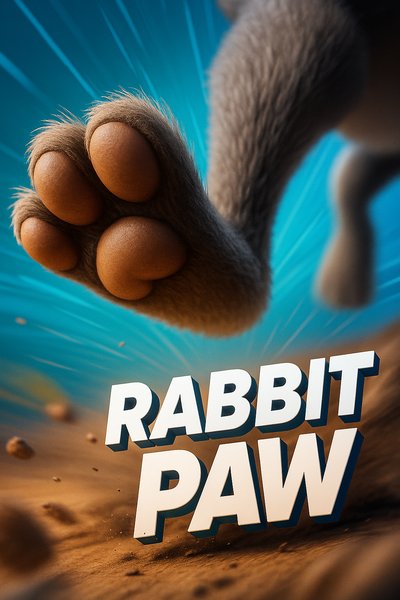 Dynamic Rabbit Paw in Action with Bold Typography