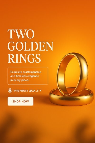 Elegant Jewelry Banner Featuring Two Golden Rings