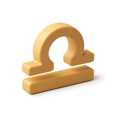Stylized 3D Libra Icon Rendered in Golden Tones