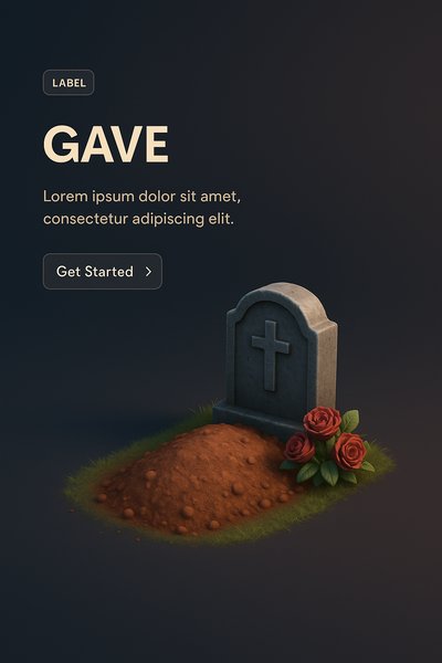 Realistic 3D Grave Scene with Dark Background