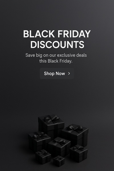 Black Gift Boxes for Black Friday Discounts on Dark Background