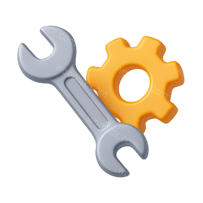 3D Illustration of Wrench and Gear Icon
