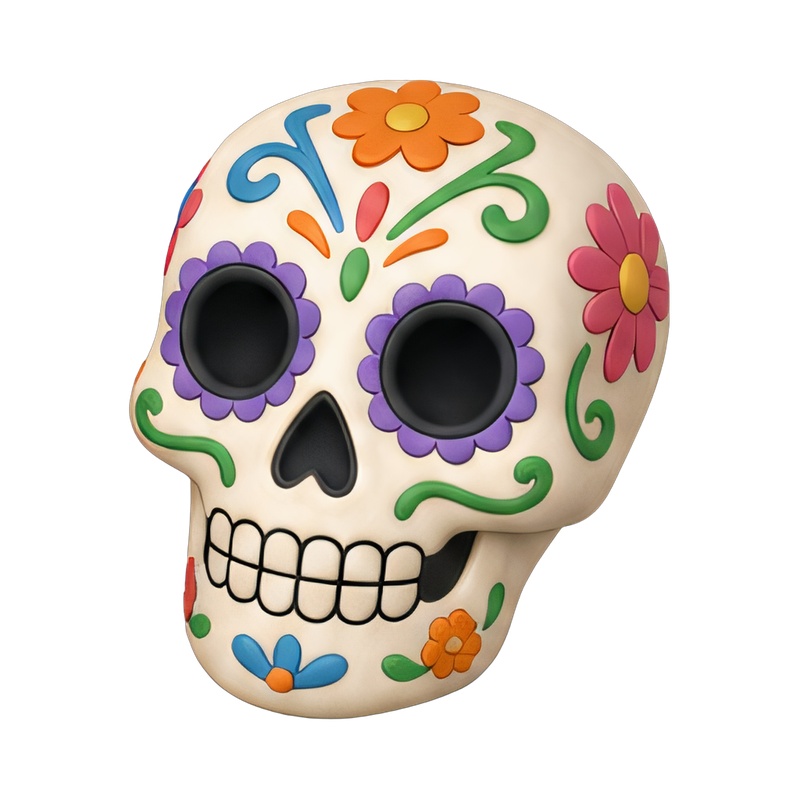 colorful day of the dead skull