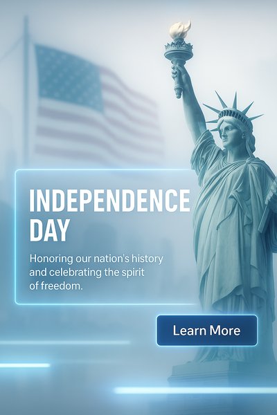 Independence Day Celebration Graphic Featuring the Statue of Liberty