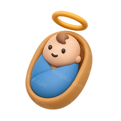 Charming 3D Isometric Baby Icon with Halo