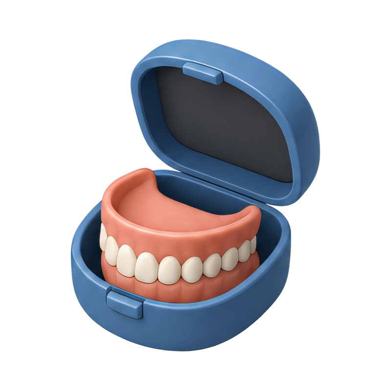 denture care case with accessories