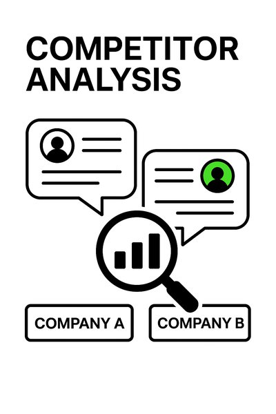 Competitor Analysis Illustration with Graph and Chat Bubbles
