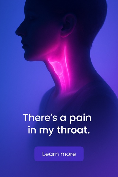 Fluorescent Glow of Throat with Neon Pink Light