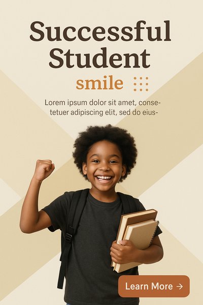 Cheerful Student Portrait with Books and Smiles