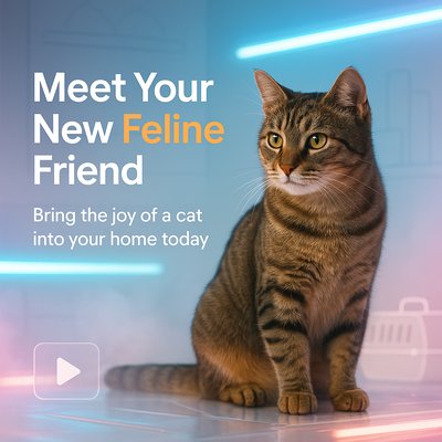 Promotional Image for Cat Adoption Featuring a Playful Feline