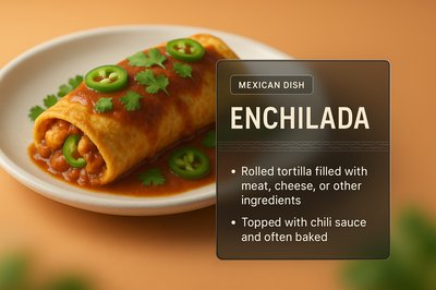 Delicious 3D Enchilada Presentation with Recipe Details