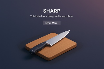 Detailed 3D Scene of a Sharp Knife on a Cutting Board