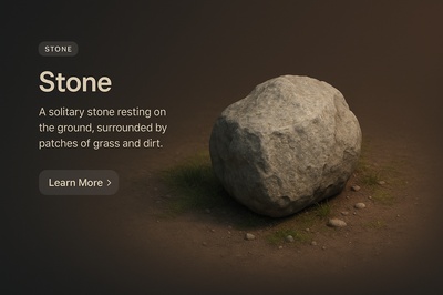 Realistic 3D Stone Scene with Grass and Dirt Background