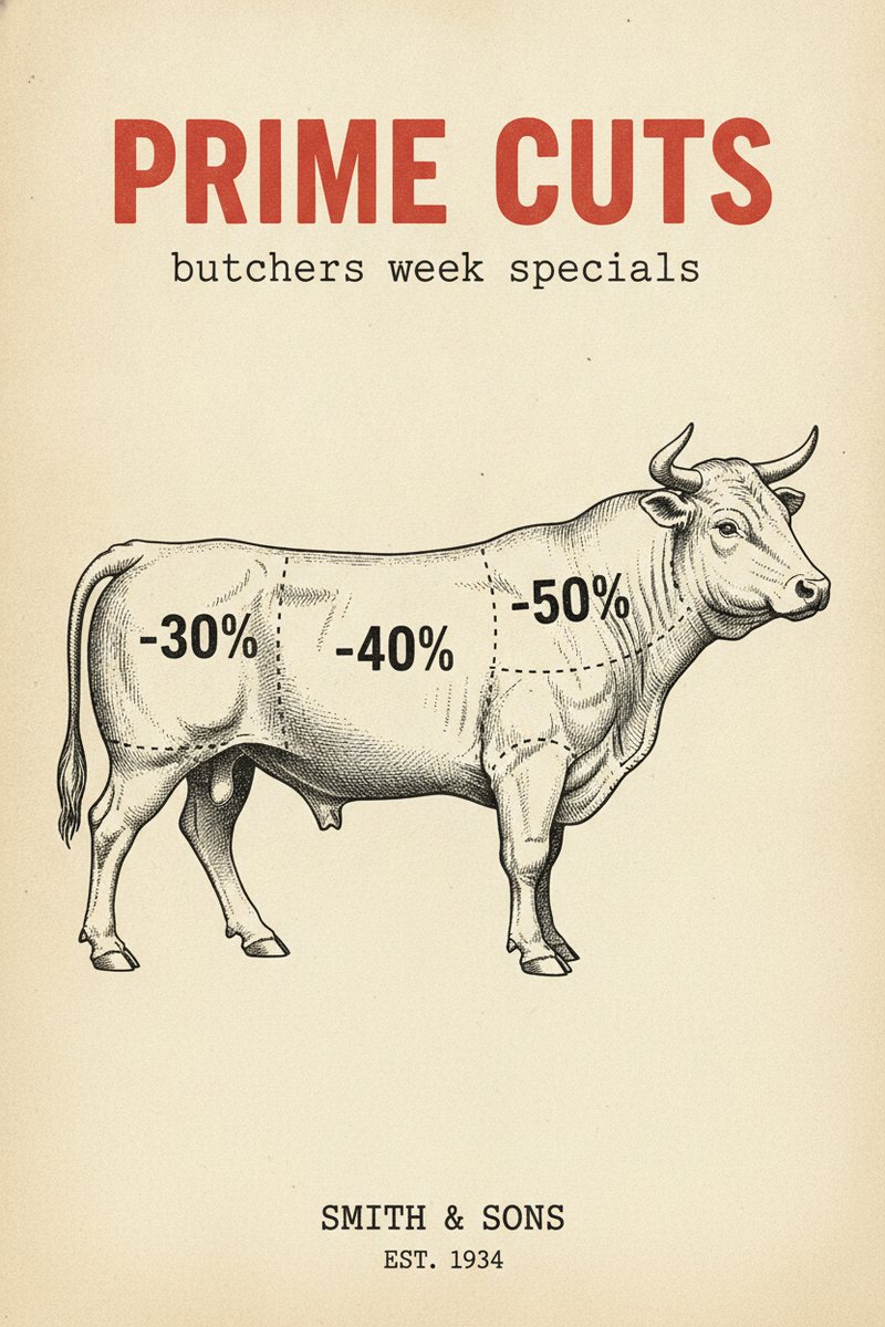 Vintage butcher shop sale banner