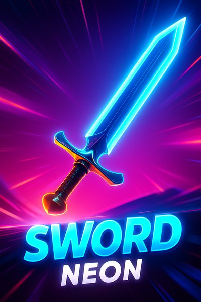 Dynamic Neon Sword Illustration with Vibrant Effects
