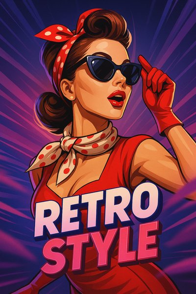 Dynamic Retro Style Fashion Illustration with Sunglasses