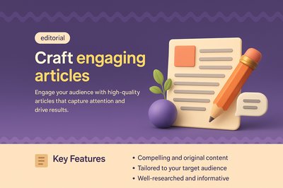 3D Illustration Landing Page for Editorial Content