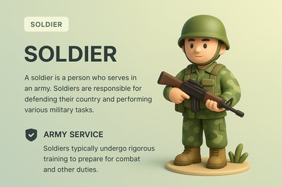 3D Illustration of a Soldier with Descriptive Text