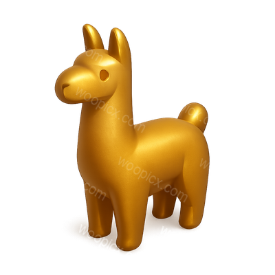 Stylized 3D Icon of Inca Gold Llama in Isometric View
