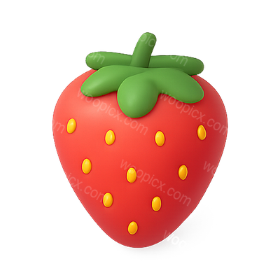3D Rendered Cute Strawberry Character