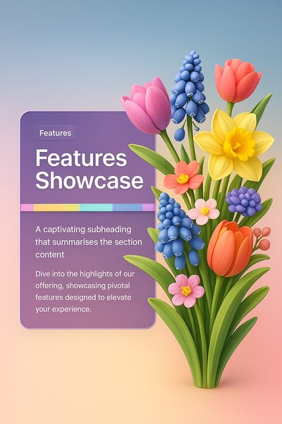 Colorful 3D Flower Arrangement with Features Showcase
