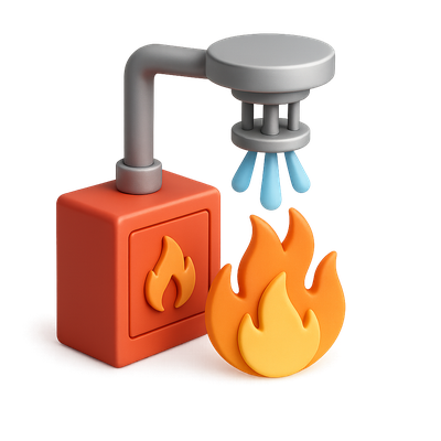 3D Fire Suppression Icon with Volumetric Effects