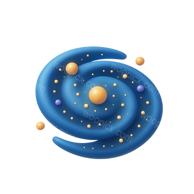 Stylized 3D Galaxy Icon with Colorful Orbs