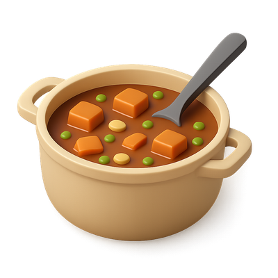 Stylized 3D Stew Icon in Isometric View