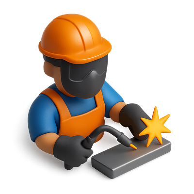 3D Metalworker Icon with Welding Equipment
