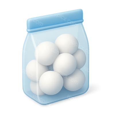 Stylish 3D Icon of a Cotton Balls Bag with Isometric View