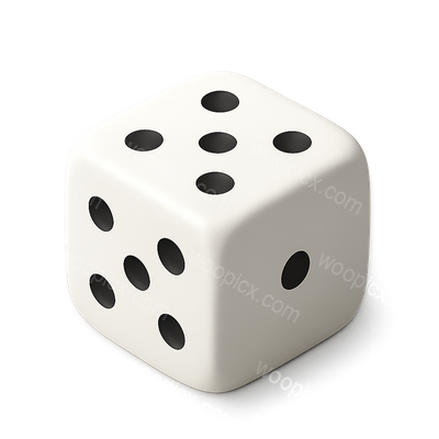 Stylish 3D Dice Icon with Five Dots in Volumetric View