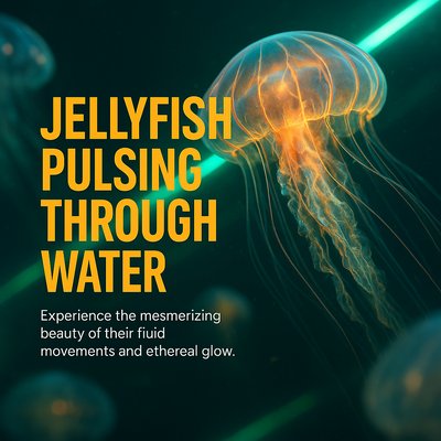Dynamic Jellyfish Pulsing Through Water in Neon Lights