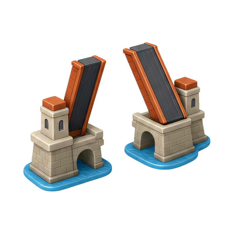 Bascule drawbridge in motion