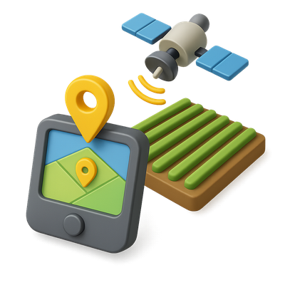 3D Icon Representing Precision Agriculture and GPS Technology