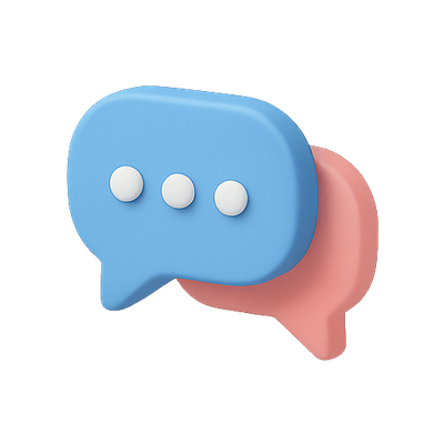 Stylized Chat Bubbles Icon in 3D Design