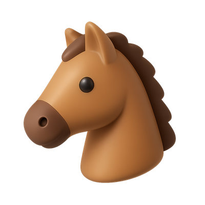 Stylized 3D Horse Icon in Isometric View