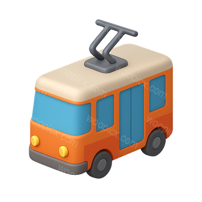 3D Trolleybus Icon in Isometric Style