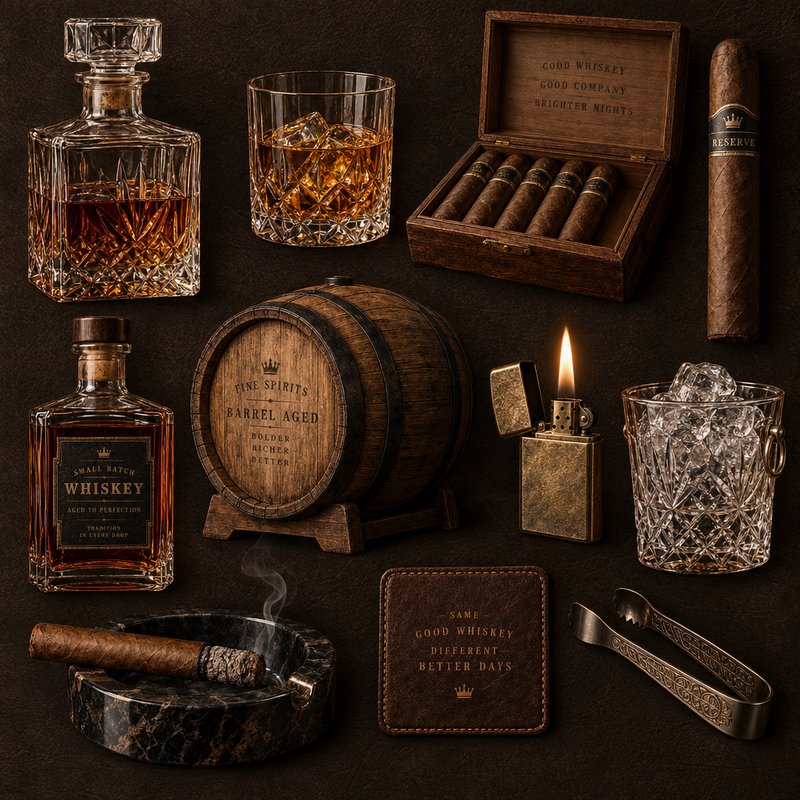 vintage whiskey bar elements