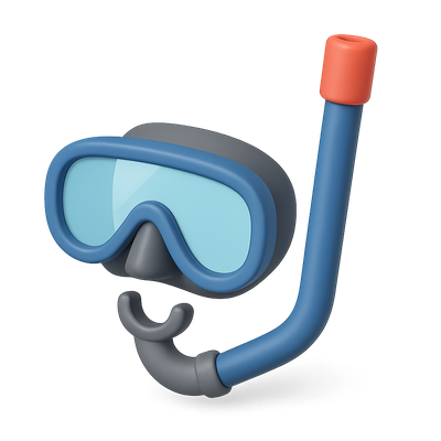 3D Snorkel and Diving Mask Icon in Isometric View