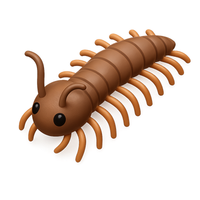 Stylized 3D Centipede Icon with Volumetric Design