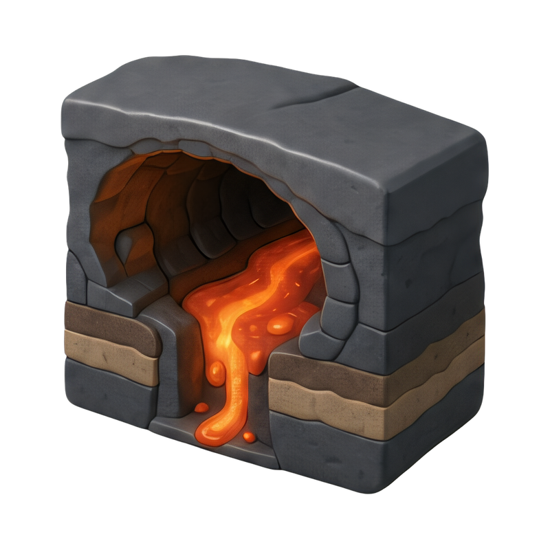 Cross-section of a lava tube