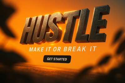 Dynamic graphic promoting hustle and motivation for personal growth