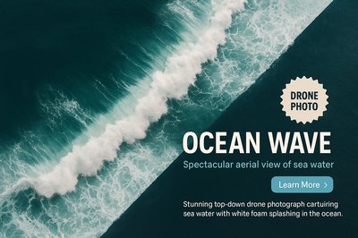 Aerial View of Ocean Waves with White Foam