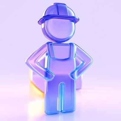 3D Rendered Construction Worker Icon in Transparent Style