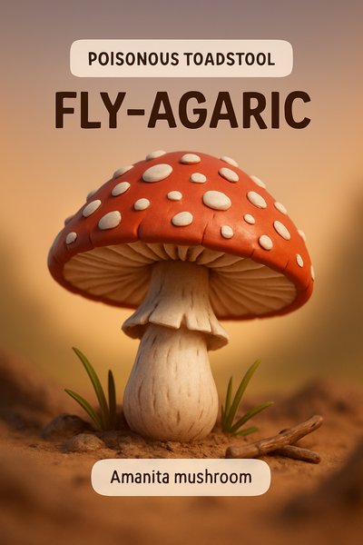 Realistic depiction of a Fly-Agaric mushroom with details